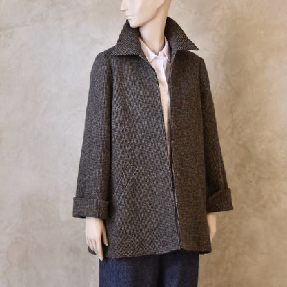 Swing Jacket in Warm Blue Check Lovat Tweed