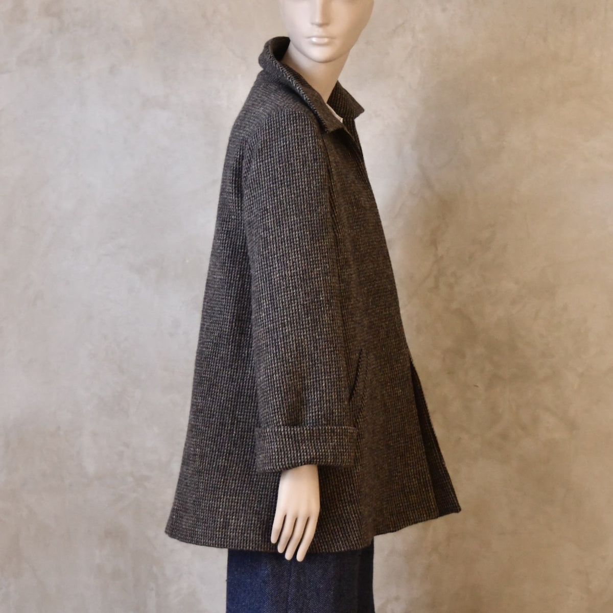 Swing Jacket in Warm Blue Check Lovat Tweed