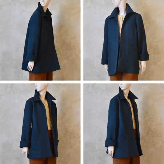Chaqueta Swing de Mezcla de Lana Bouclé Naranja Quemado