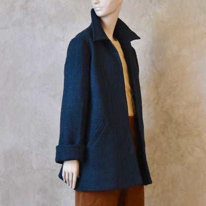 Chaqueta Swing de Mezcla de Lana Bouclé Naranja Quemado