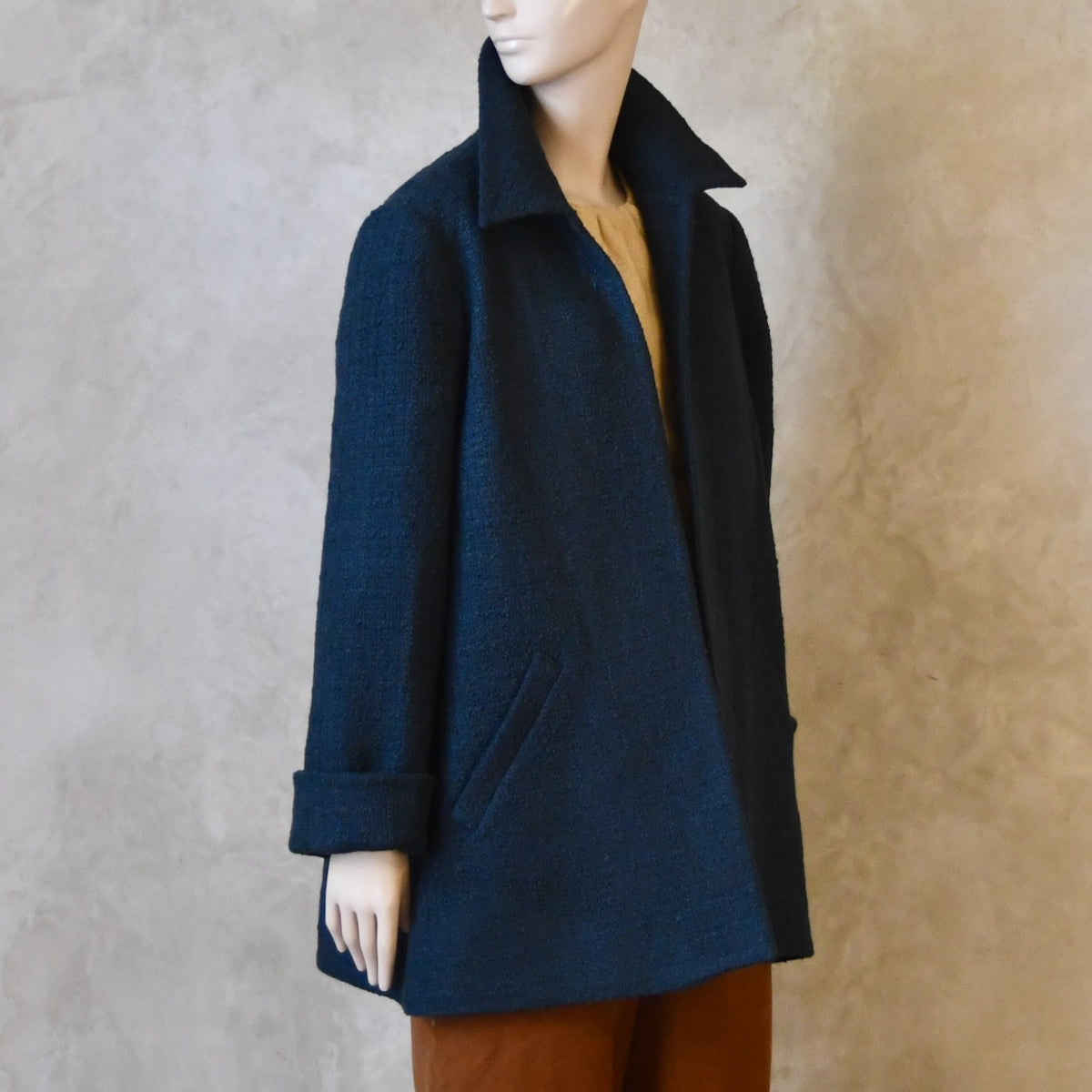 Chaqueta Swing de Mezcla de Lana Bouclé Naranja Quemado