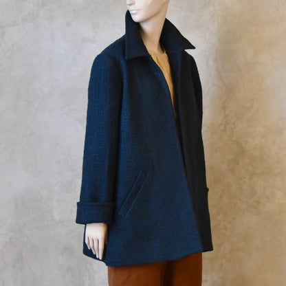 Chaqueta Swing de Mezcla de Lana Bouclé Naranja Quemado
