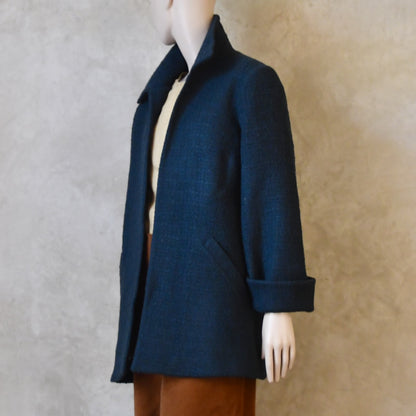 Chaqueta Swing de Mezcla de Lana Bouclé Naranja Quemado