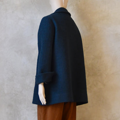 Chaqueta Swing de Mezcla de Lana Bouclé Naranja Quemado