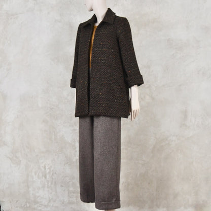 Swing Jacket in Brown Patterned Linton Tweeds Boucle