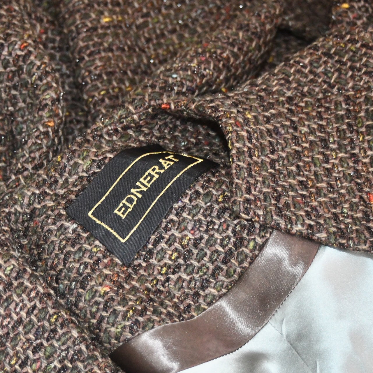 The Long Cocoon Coat in Brown Linton Tweeds Boucle
