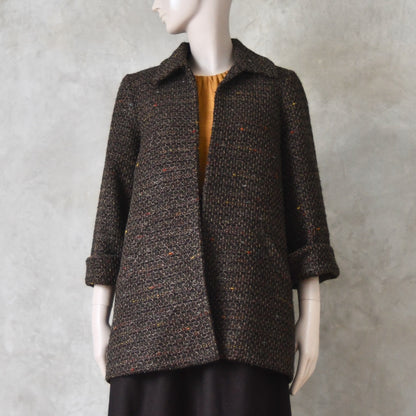 Swing Jacket in Brown Patterned Linton Tweeds Boucle