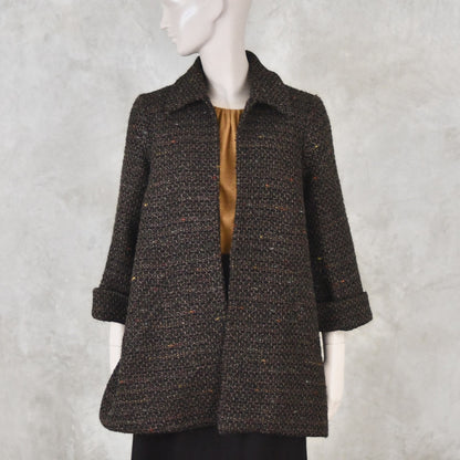 Swing Jacket in Brown Patterned Linton Tweeds Boucle