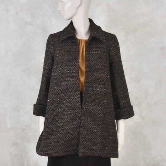 Swing Jacket in Brown Patterned Linton Tweeds Boucle