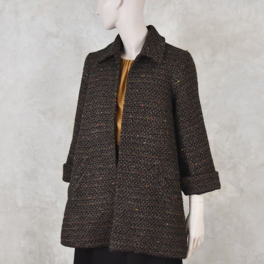 Swing Jacket in Brown Patterned Linton Tweeds Boucle
