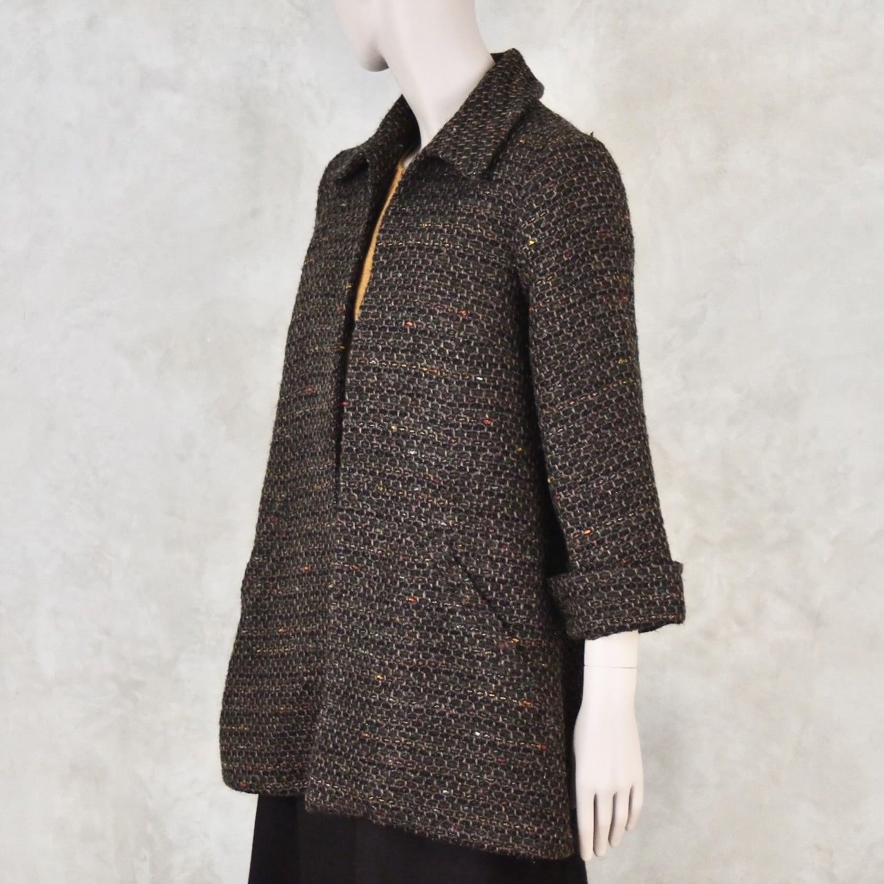 Swing Jacket in Brown Patterned Linton Tweeds Boucle