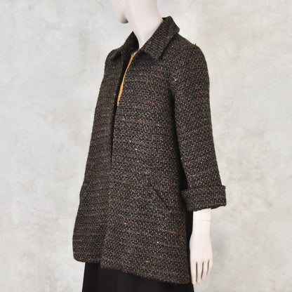 Swing Jacket in Brown Patterned Linton Tweeds Boucle
