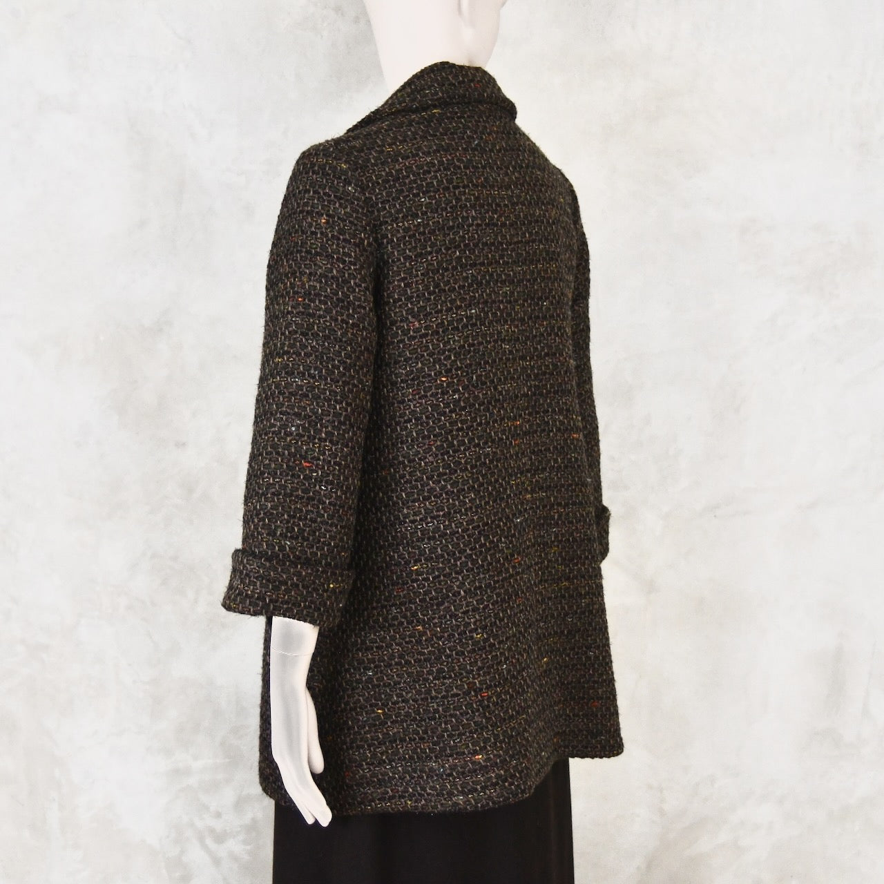 Swing Jacket in Brown Patterned Linton Tweeds Boucle