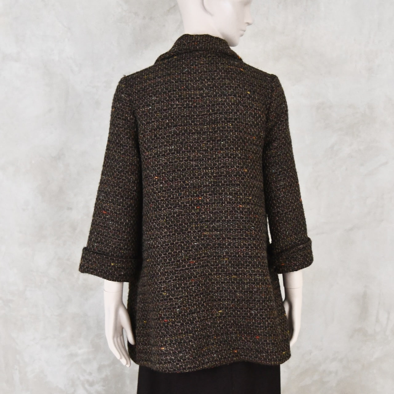 Swing Jacket in Brown Patterned Linton Tweeds Boucle
