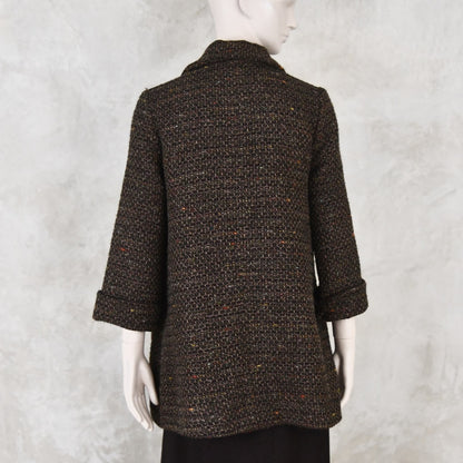 Swing Jacket in Brown Patterned Linton Tweeds Boucle
