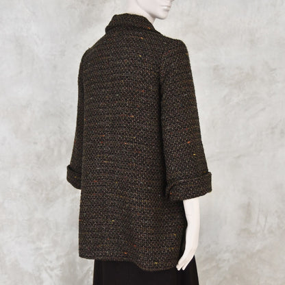 Swing Jacket in Brown Patterned Linton Tweeds Boucle