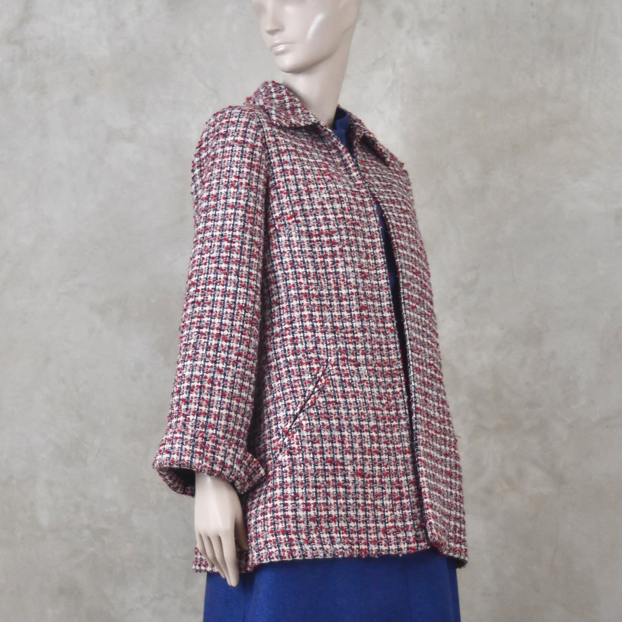 10 – Swing Jacket in Red Patterned Linton Tweeds Boucle