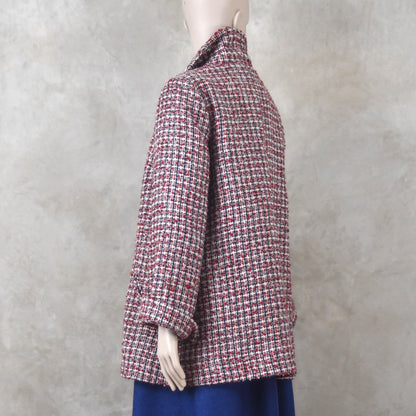 10 – Swing Jacket in Red Patterned Linton Tweeds Boucle