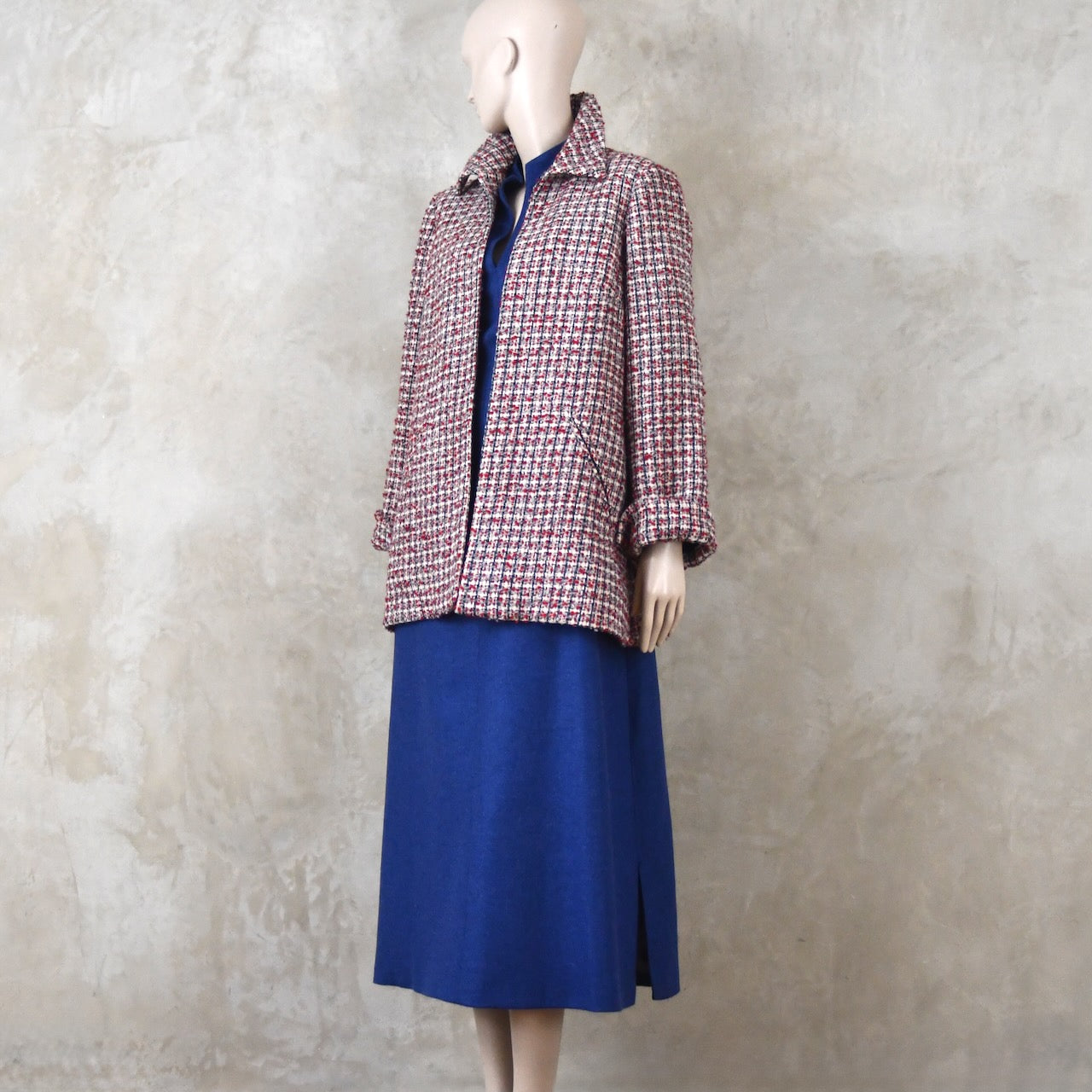 10 – Swing Jacket in Red Patterned Linton Tweeds Boucle