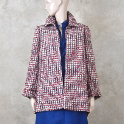 10 – Swing Jacket in Red Patterned Linton Tweeds Boucle