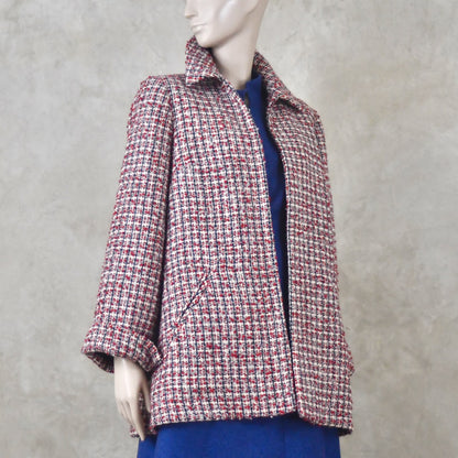 10 – Swing Jacket in Red Patterned Linton Tweeds Boucle