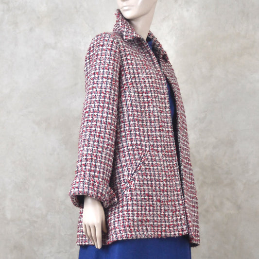 10 – Swing Jacket in Red Patterned Linton Tweeds Boucle