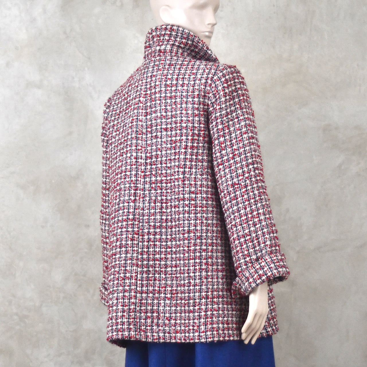 10 – Swing Jacket in Red Patterned Linton Tweeds Boucle