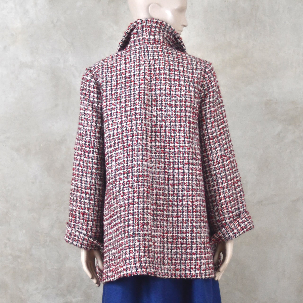 10 – Swing Jacket in Red Patterned Linton Tweeds Boucle