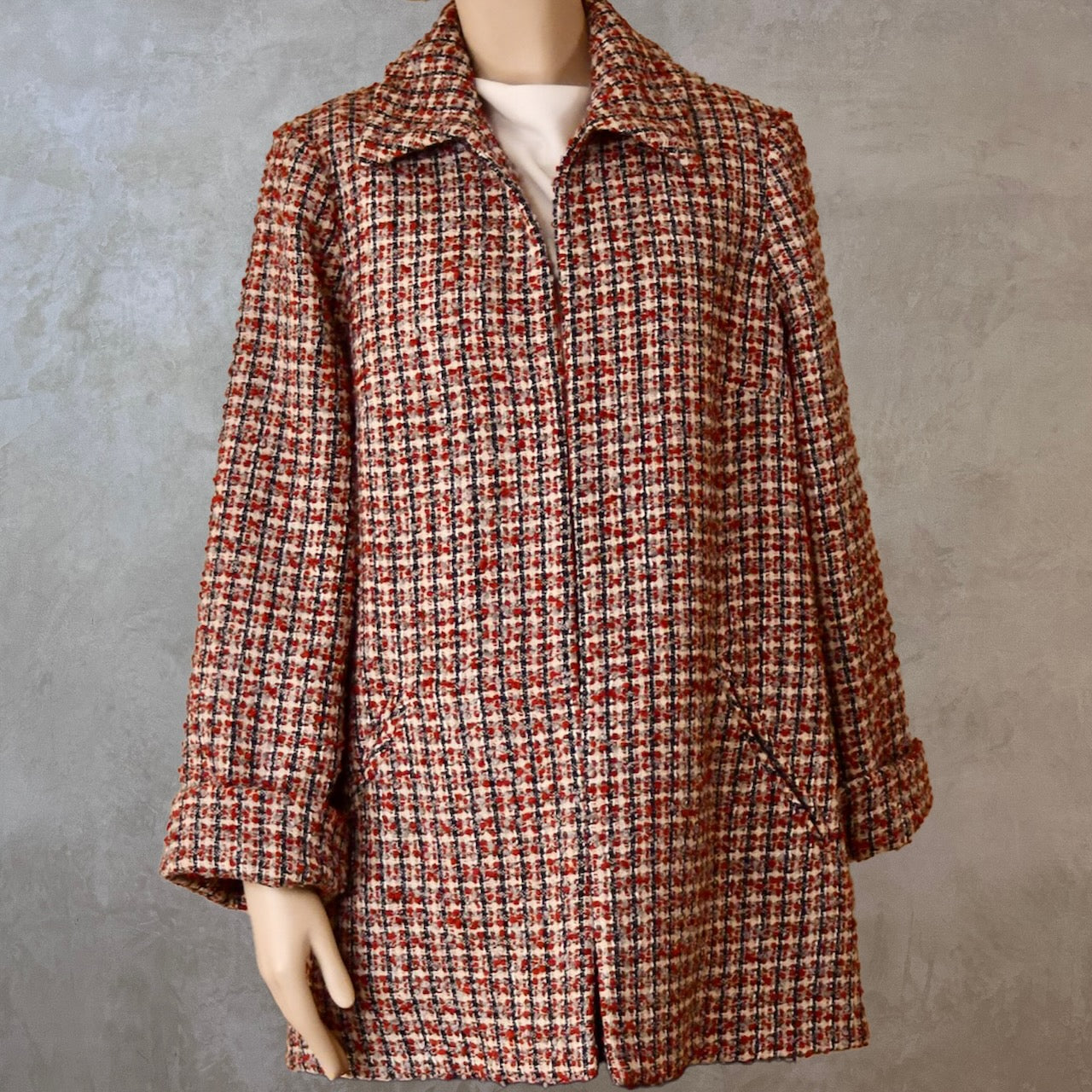 Swing Jacket in Linton Tweeds Boucle. Handmade in Britain.