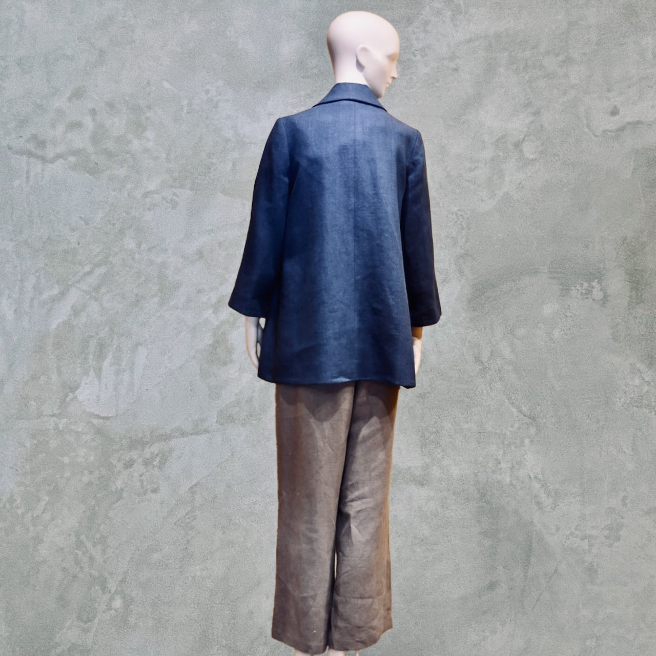 Swing Jacket in Navy Irish Linen. Made by Hand in Great Britain.