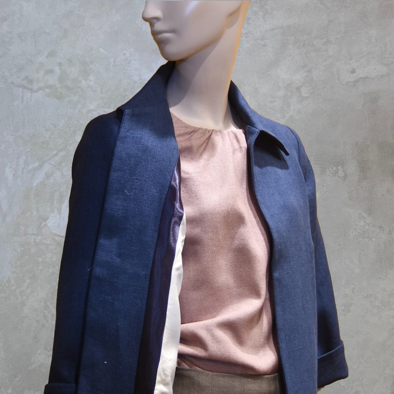 Navy Linen Jacket - Lining Detail