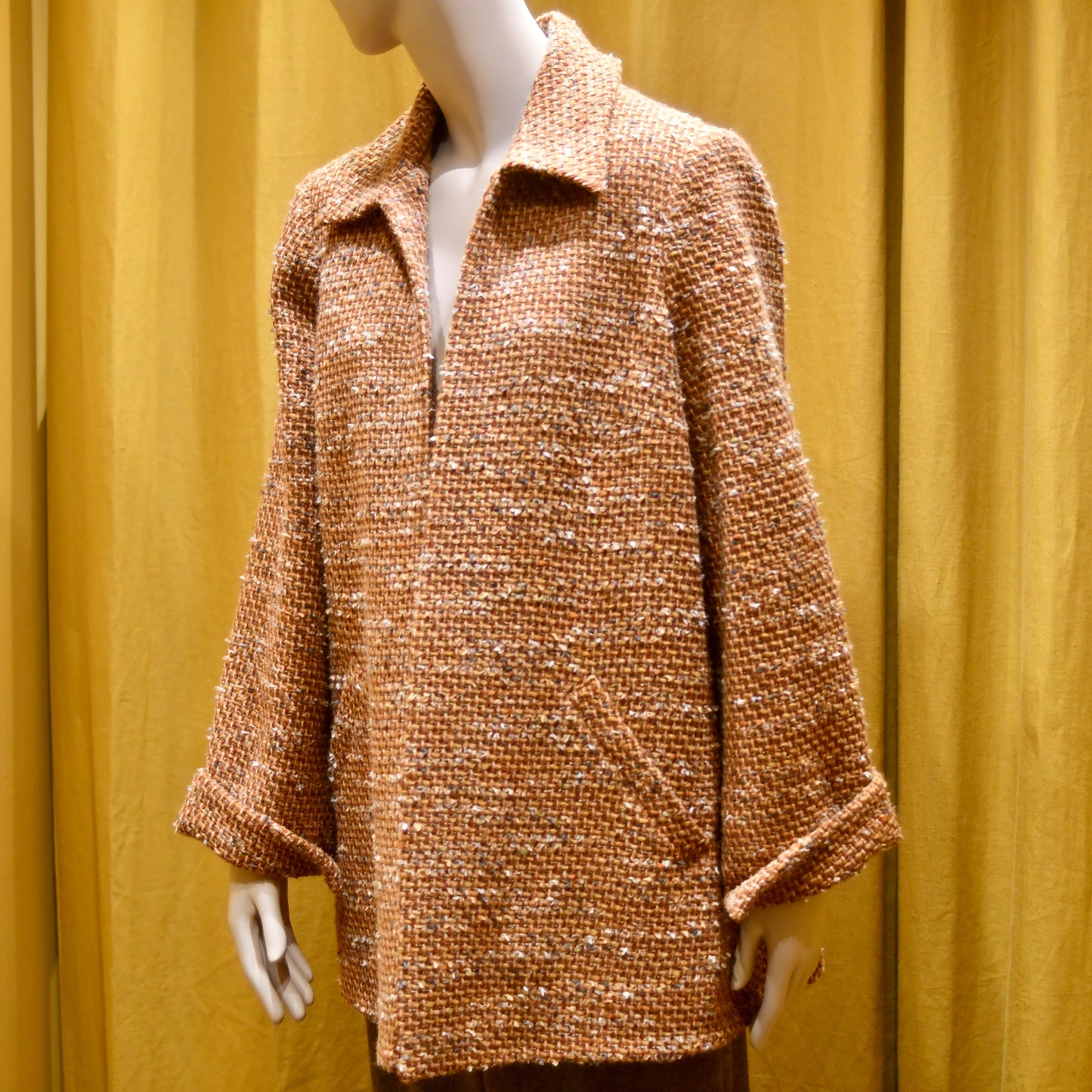 14 – The Angus Jacket in Burnt Orange Wool Mix Bouclé