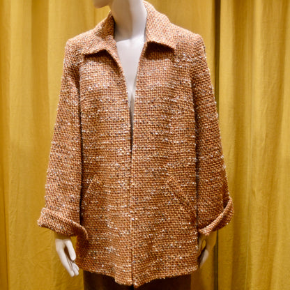 14 – The Angus Jacket in Burnt Orange Wool Mix Bouclé