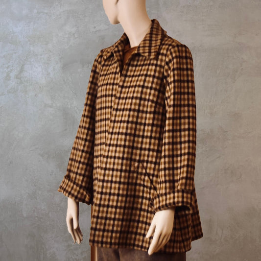 Brown Check Swing Jacket - Front View