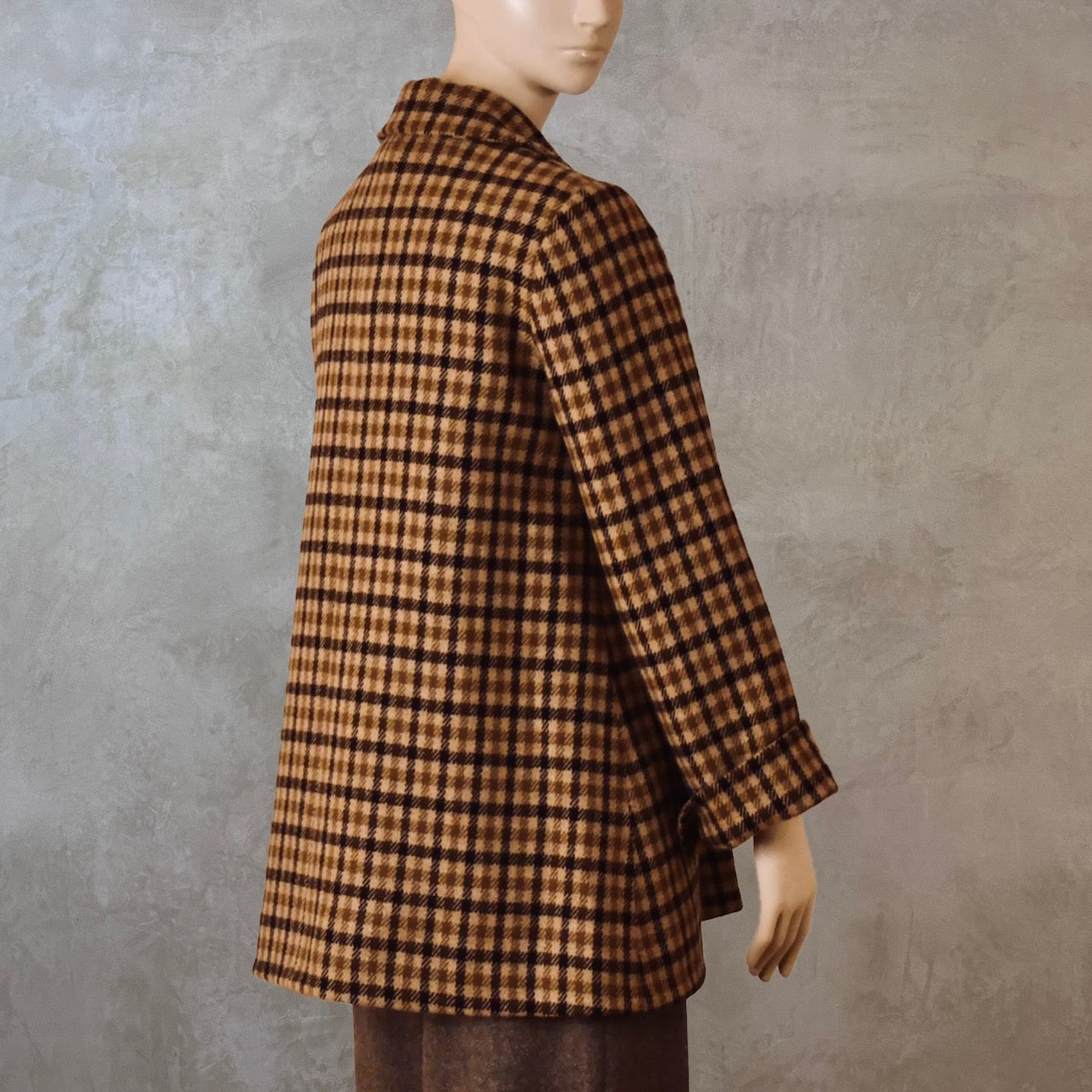 Brown Check Swing Jacket - Back View