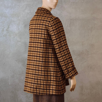 Brown Check Swing Jacket - Back View