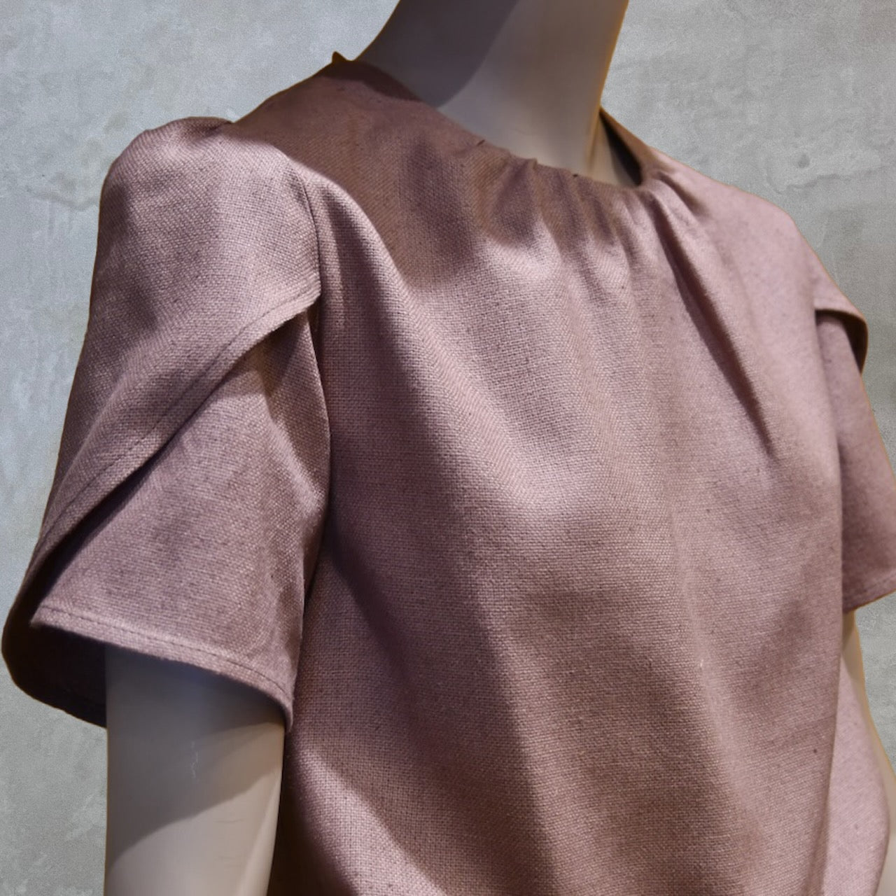 Pink Pale Blue Tulip Sleeve Silk Summer Top