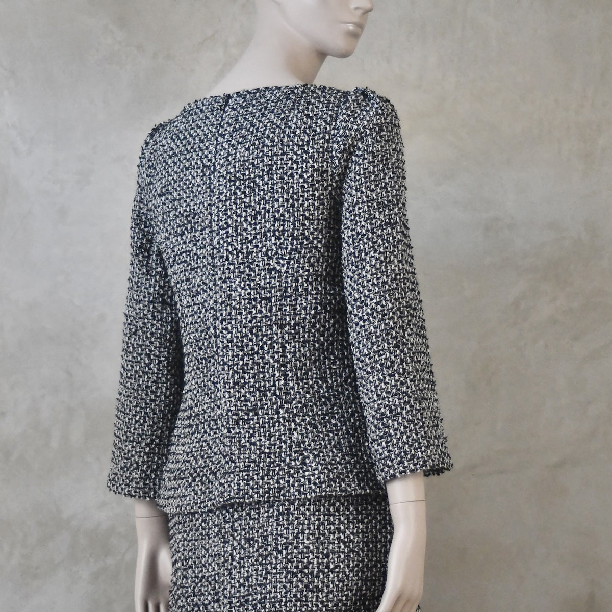 The Tailored Boat Neck Blouse in Boucle