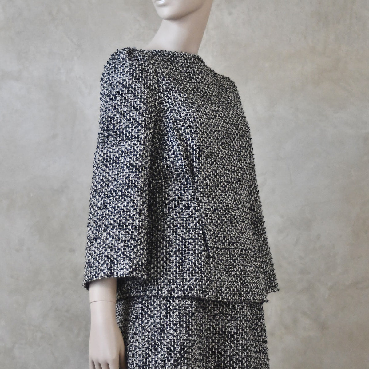 The Tailored Boat Neck Blouse in Boucle
