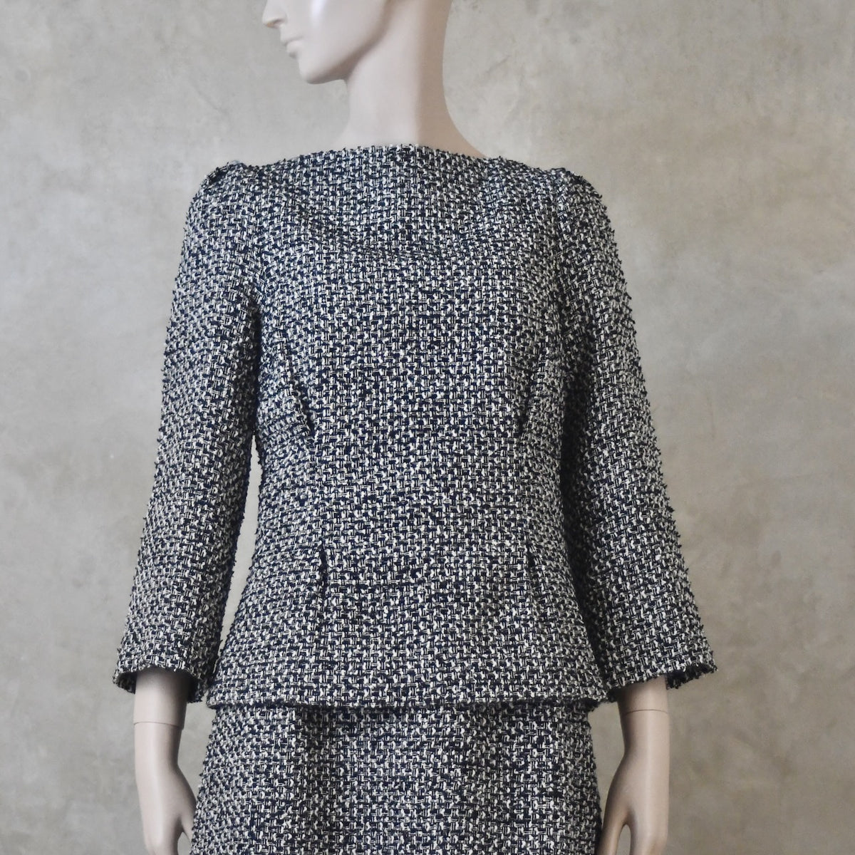 The Tailored Boat Neck Blouse in Boucle
