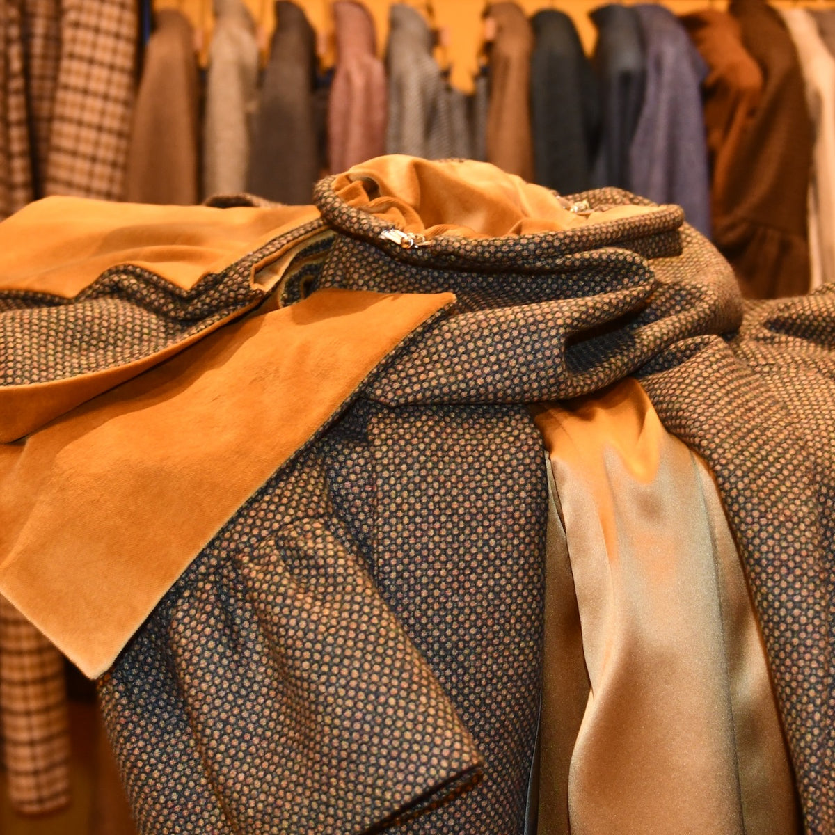 Hand Made Tweed Coat, Bag and Scarf. Entirely made by hand. Entirely made in Great Britain.