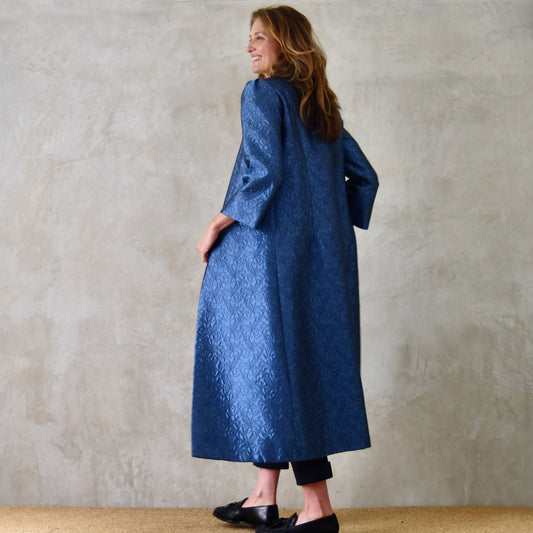 8 – The Bell Coat in Blue Flower Brocade