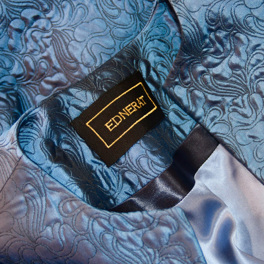 Long Brocade A-Line Coat - Collar View