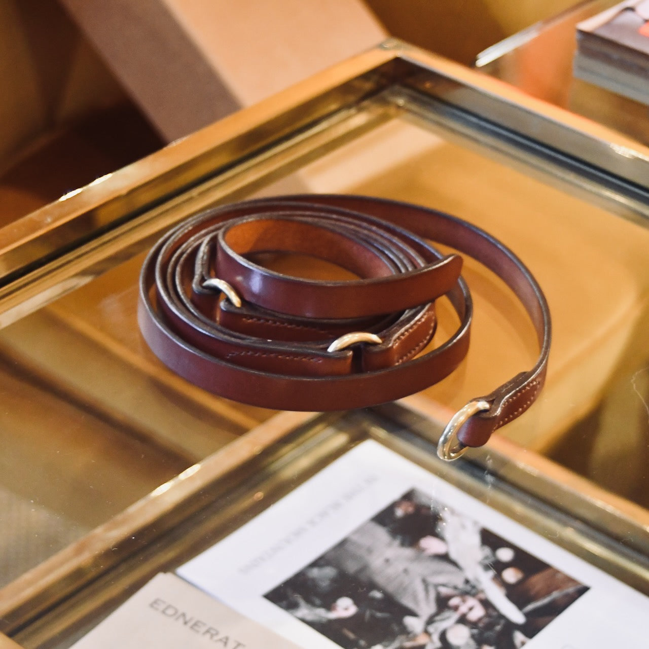 The EDNERAT Hazel Double Wrap Belt - 195cm, crafted from British Saddle Leather with solid brass fittings. Handmade in Britain.