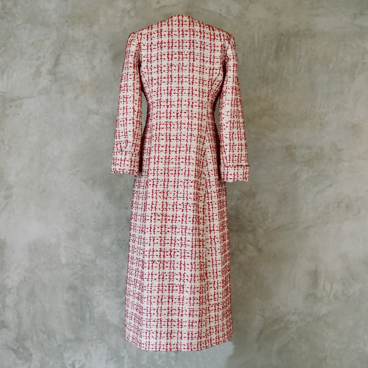 Pink Boucle Hourglass Coat - Back View