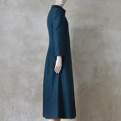 El Abrigo Hourglass en Franela de Merino Azul Francés