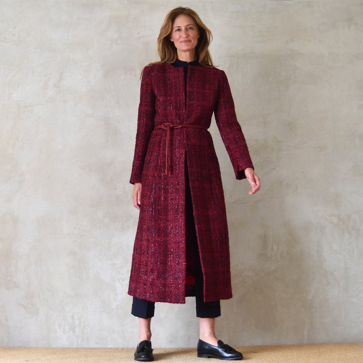 10 – The Biffin in Rich Wine Coloured Metallic Boucle