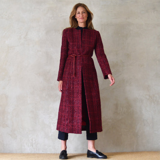 10 – The Biffin in Rich Wine Coloured Metallic Boucle