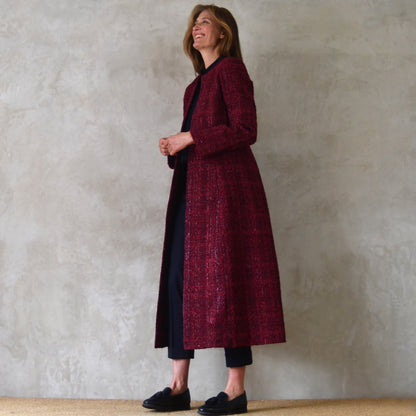 10 – The Biffin in Rich Wine Coloured Metallic Boucle