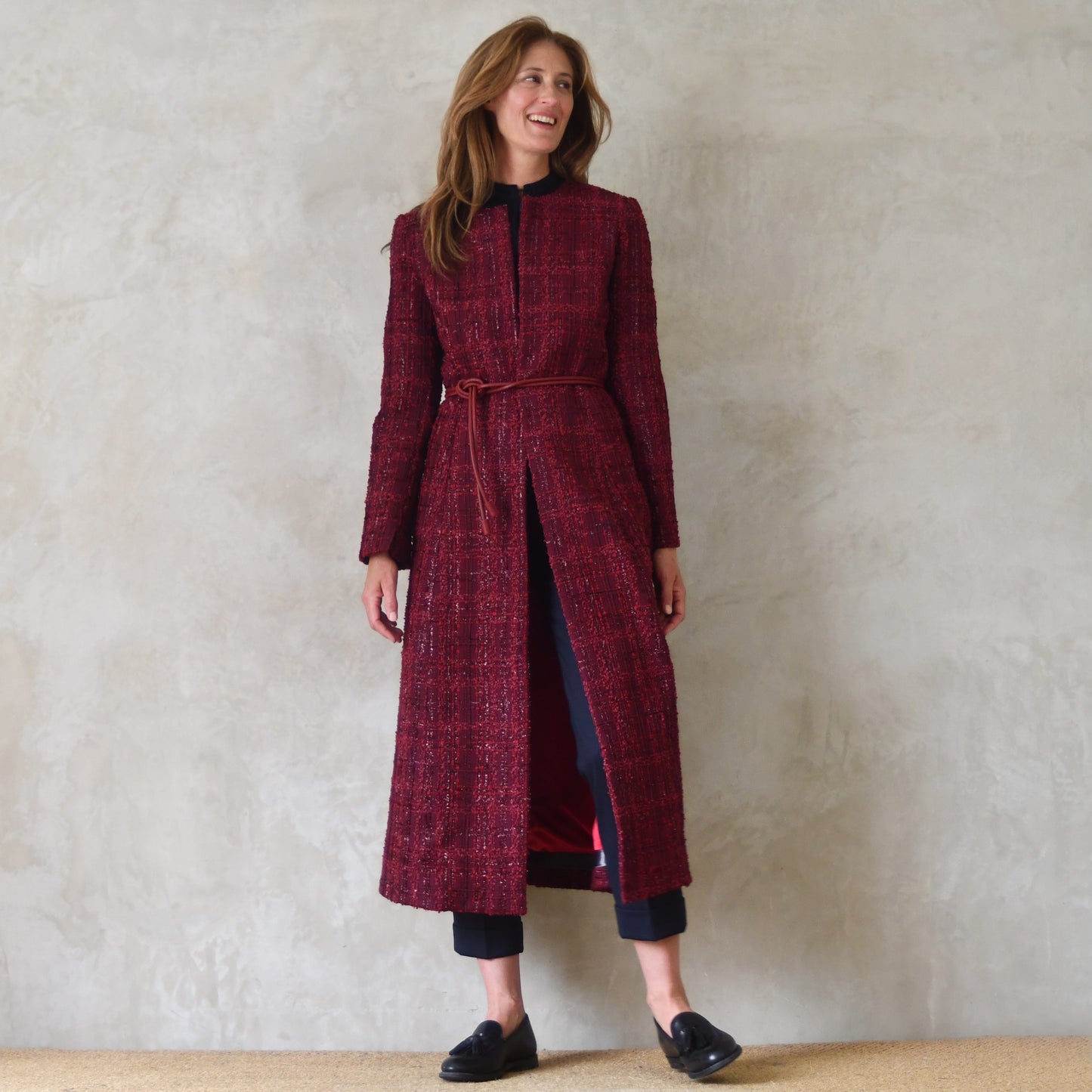 10 – The Biffin in Rich Wine Coloured Metallic Boucle